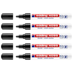 Lot de 5 Marqueurs craie liquide EDDING 4095 - Noir - Pointe moyenne 2-3 mm