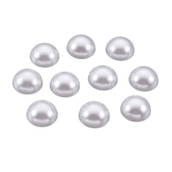 30 PERLES CABOCHON Demi Rond à coller acrylique Blanc NACRE 12 mm - Dos Plat - Creation Diy