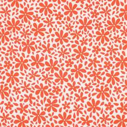 Tissu Double gaze de Coton fleurs Bloomie oranges sur fond Blanc - Au mètre