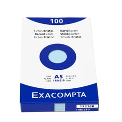 Étui de 100 fiches - bristol uni non perforé 148x210mm - Bleu ciel - Exacompta