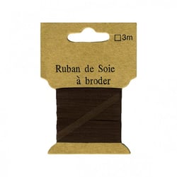 Ruban de soie à broder 7mm de 3 mètres Marron