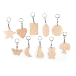 Graine Créative - Porte-clés Formes assorties en bois (10 pièces)