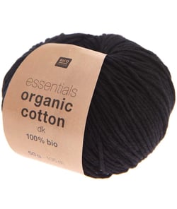 Coton à tricoter Essentials Organic Cotton DK - Rico Design 020 Noir
