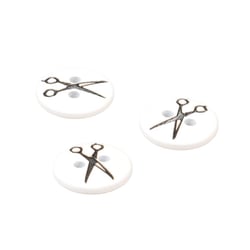 Lot de 3 boutons ronds ciseaux résine 11mm noir