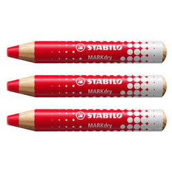 Crayon marqueur effaçable - STABILO - MARKdry - Rouge - Lot de 3