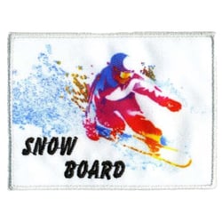 Lot de 3 écussons sport Snow Board blanc 6.2cmx6.2cm