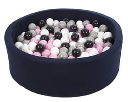 Piscine à balles Aire de jeu + 200 balles bleu marine noir, blanc, rose clair,gris - Velinda
