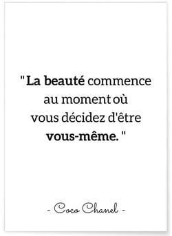 Affiche Citation Coco Chanel : 'La beauté commence…' | A3 : 29,7x42cm