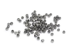 300 PERLES A ECRASER RONDES metal argente foncé noir diametre 2 mm - creation bijoux perles