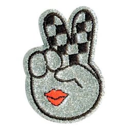 Lot de 3 écussons thermocollants paillettes main V 3.5x5cm