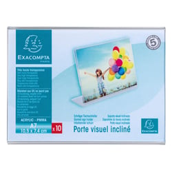 Lot de 10 porte-étiquettes A7 horizontal - Cristal - x 10 - Exacompta