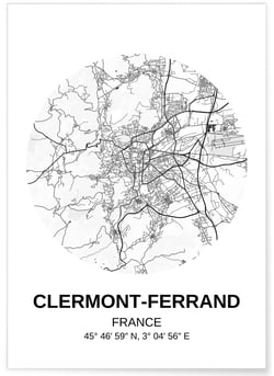 Affiche Carte Clermont-Ferrand | A3 : 29,7x42cm