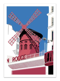 Affiche 50 x 70 cm -  Moulin Rouge - LPX Illustration