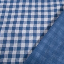 Tissu Double gaze Carreaux Rayures Bleu marine