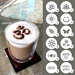 Lot de 12 pochoirs pour Cappuccino - Diamètre 8,5 cm - Qbix