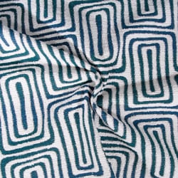 Tissu Jacquard d'ameublement tissé teint Gobi bleu sur fond Blanc