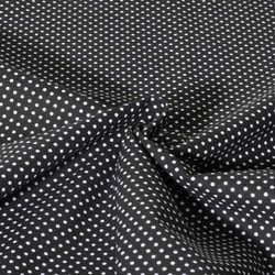 Tissu Popeline de Coton  Carmella à pois blanc sur fond Noir - Au mètre