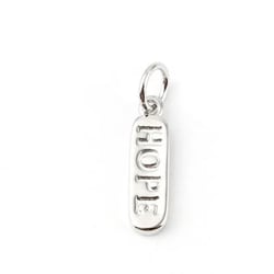 1 Petit pendentif rectangle gravé "HOPE" 17*4mm cuivre argent platine