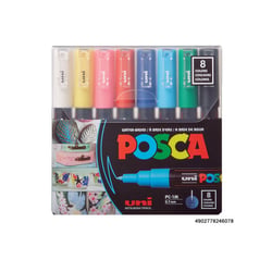 Lot de 8 marqueurs peinture pointe extra fine - uni - Couleurs douces - Posca PC1MC