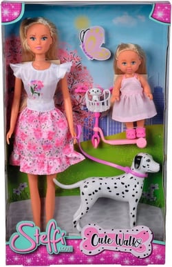 Steffi love cute walk, promenade avec deux dalmatiens, avec trottinette