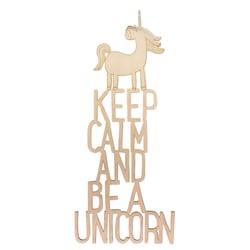Ecrit. bois "Keep calm...unicorn"FSC100%, nature, 15x35,2x0,4cm, 1 pce.