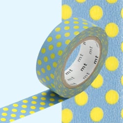 Masking Tape - Masking Tape MT 1,5 cm Pois jaune fond bleu