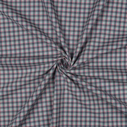Tissu Voile de Coton fil teint Carreaux Rosyka sur fond Gris