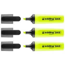 Lot de 3 surligneurs EDDING 345 - Jaune - Pointe biseautée 2-5 mm - Rechargeable