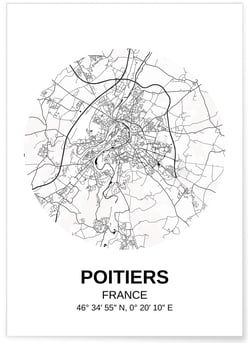 Affiche Carte Poitiers | A3 : 29,7x42cm
