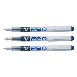 Lot de 3 stylos plume jetables Pilot V-Pen effaçables - Bleu