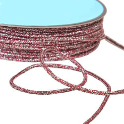 Cordon chiné métal 2mm bourgogne/argent au mètre