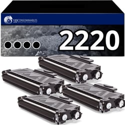 Pack 4 toners compatible BROTHER TN-2220 XL noir - 123CONSOMMABLES