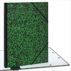 Carton à dessin A3- 34x45x3cm- Fermeture élastique- Dos extensible- Certifié FSC- Vert-Noir- ACROPAQ