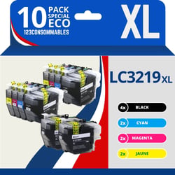 123CONSOMMABLES - LC3219XL Cartouches encre compatible avec Brother LC3219XL LC3219 LC3217 pour Brother MFC-J5330DW J5730DW J6930DW J5930DW J6530DW J6935DW (4 Noir / 2 Cyan / 2 Magenta / 2 Jaune) - 123CONSOMMABLES