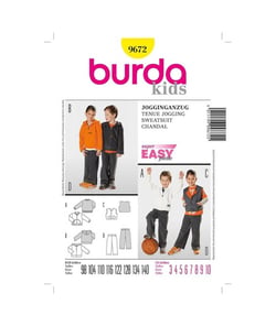 Patron N°9672 Burda kids : Ensemble jogging filles et garçons taille n°FR 3-10