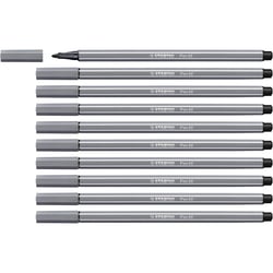 Lot de 10 feutres de dessin pointe moyenne 1 mm - STABILO PEN 68 - Gris foncé