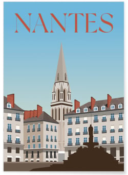 Affiche ville Nantes 2 | A3 : 29,7x42cm