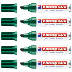 Lot de 5 marqueurs permanents - EDDING - Pointe biseautée 2-7 mm - Corps aluminium - Vert