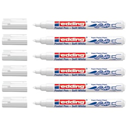 Lot de 6 feutres de coloriage EDDING - Blanc - Pointe ronde 1-3 mm