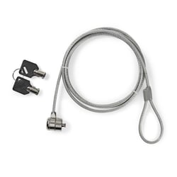 Nedis Câble Antivol PC Verrouillage à Clé 1,8m Fiable Ultra Solide Argent