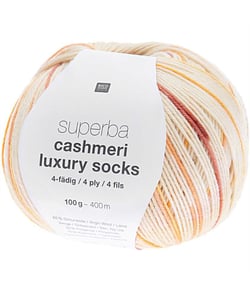 Pelote de Laine à Chaussettes Superba Cashmeri Luxury Socks 4 fils - 100g - Rico Design : Douceur et Luxe pour Vos Pieds Jaune (002 - moutarde)