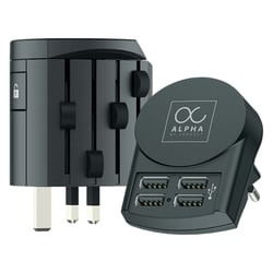 Skross Adaptateur de Voyage 4 USB Alpha Prises Universel Noir