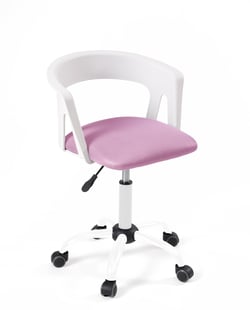 chaise bureau à roulettes, siège coussin rembourré, accoudoirs, hauteur réglable, pivotant, pied métal chromé AYA (rose)