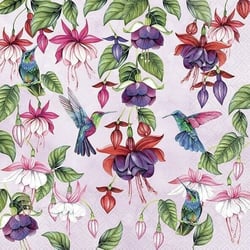 Lot de 4 serviettes en papier découpage collage 33 cm FLEUR FUCHSIA FA 105 XL