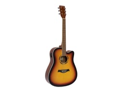 DIMAVERY Guitare Folk DR-520 Dégradé Brun Electro