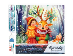 Diamond Painting Broderie Diamant Figured’Art 40x50cm toile entière roulée avec diamants carrés - Amis de la Forêt de Noël