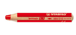Crayon de couleur STABILO Woody 3 en 1 - Extra large - Vermillon - Lot de 5