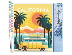 Peinture par Numéro Figured'Art Affiche Vintage Californie - Activité Manuelle Kit de Loisir Créatif DIY Numéro d'Art Complet - 40x50cm sans châssis en bois