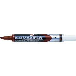 Lot de 12 marqueurs tableaux blancs effaçables - PENTEL - Pointe biseautée moyenne - Marron