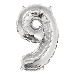 Ballon Chiffre 9, 40cm, 1pce. , argent